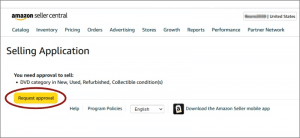 Click "Request Approval" next to the category you want to sell in.