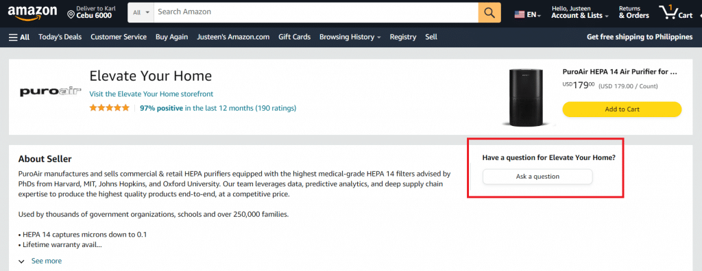 ask an amazon seller a question